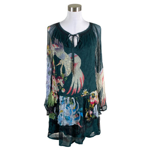 Unisex Derhy - Schiffon dress, size 40 - Green (1)