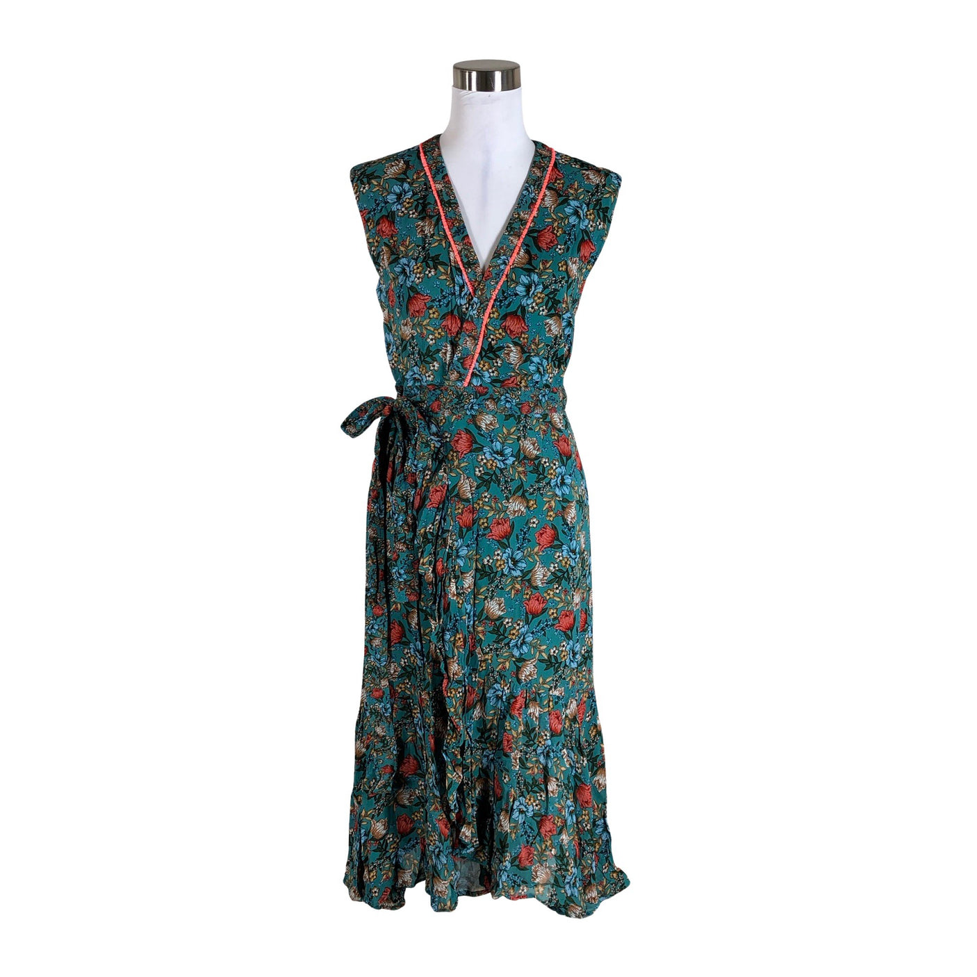 Unisex Derhy - Schiffon dress, size 40 - Green (1)