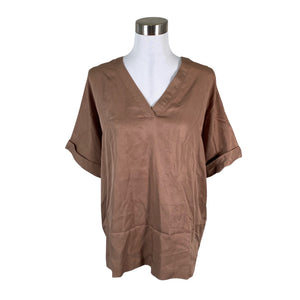 Unisex Adolfo Dominguez - Short-sleeved blouse, size 38 - Brown (1)