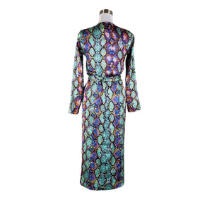 Unisex Dancing Leopard - Schiffon dress, size 38 - Blue (2)