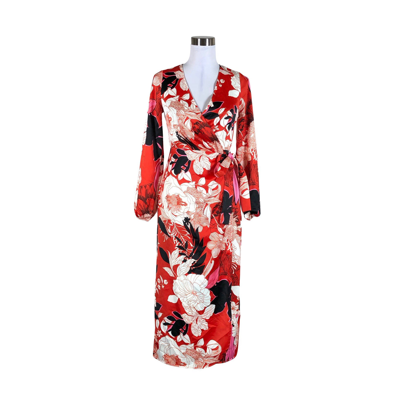 Unisex River Island - Schiffon dress, size 32 - Red (1)