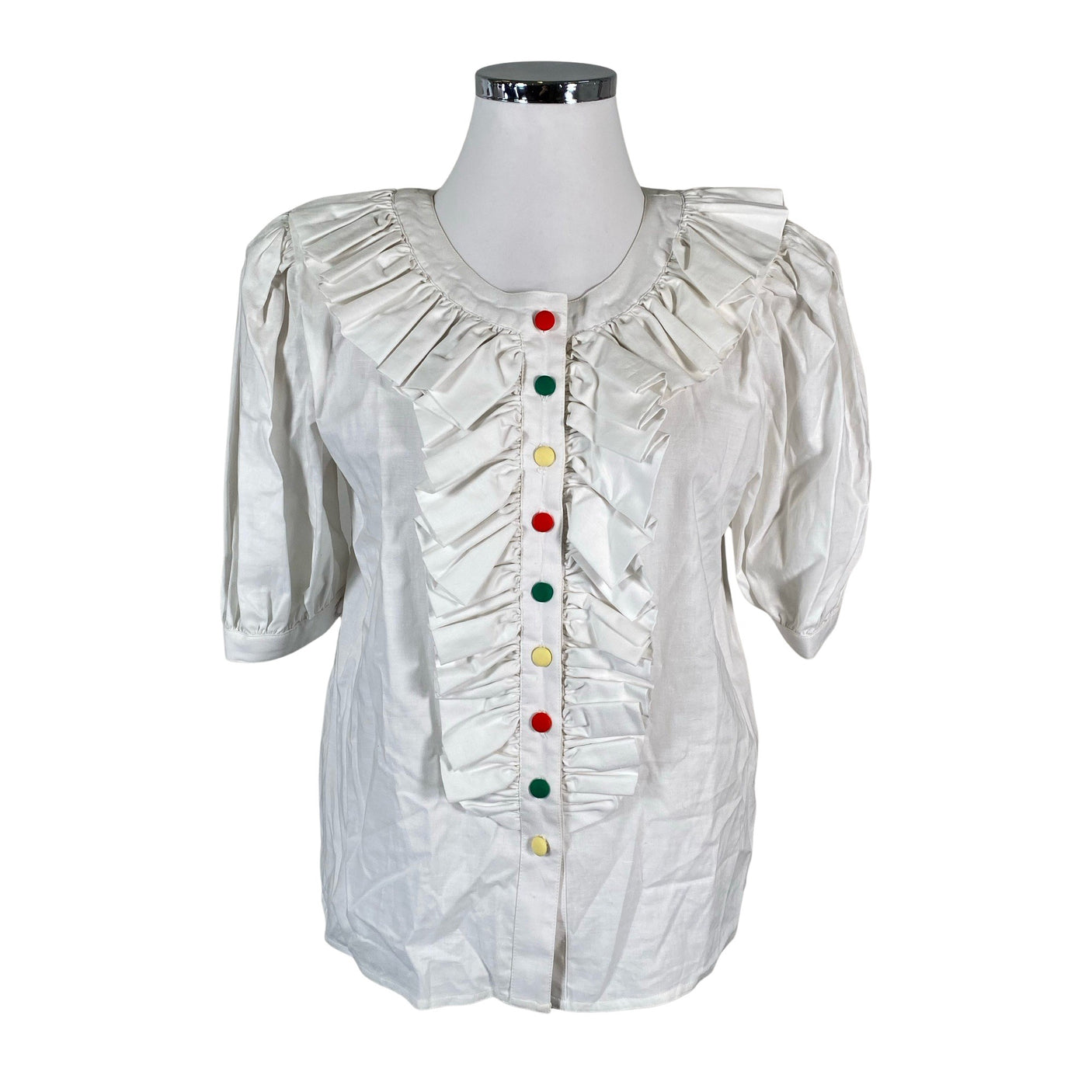 Unisex Handmade - Short-sleeved blouse, size 42 - Natural white (1)