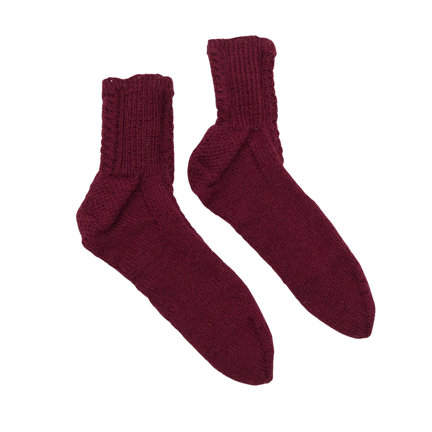 Unisex Handmade - Wool socks, size 36 - Wine red (1)