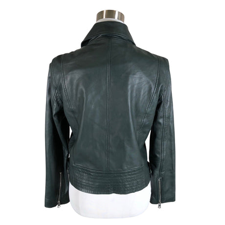 Unisex Massimo Dutti - Leather jacket, size 38 - Green (2)