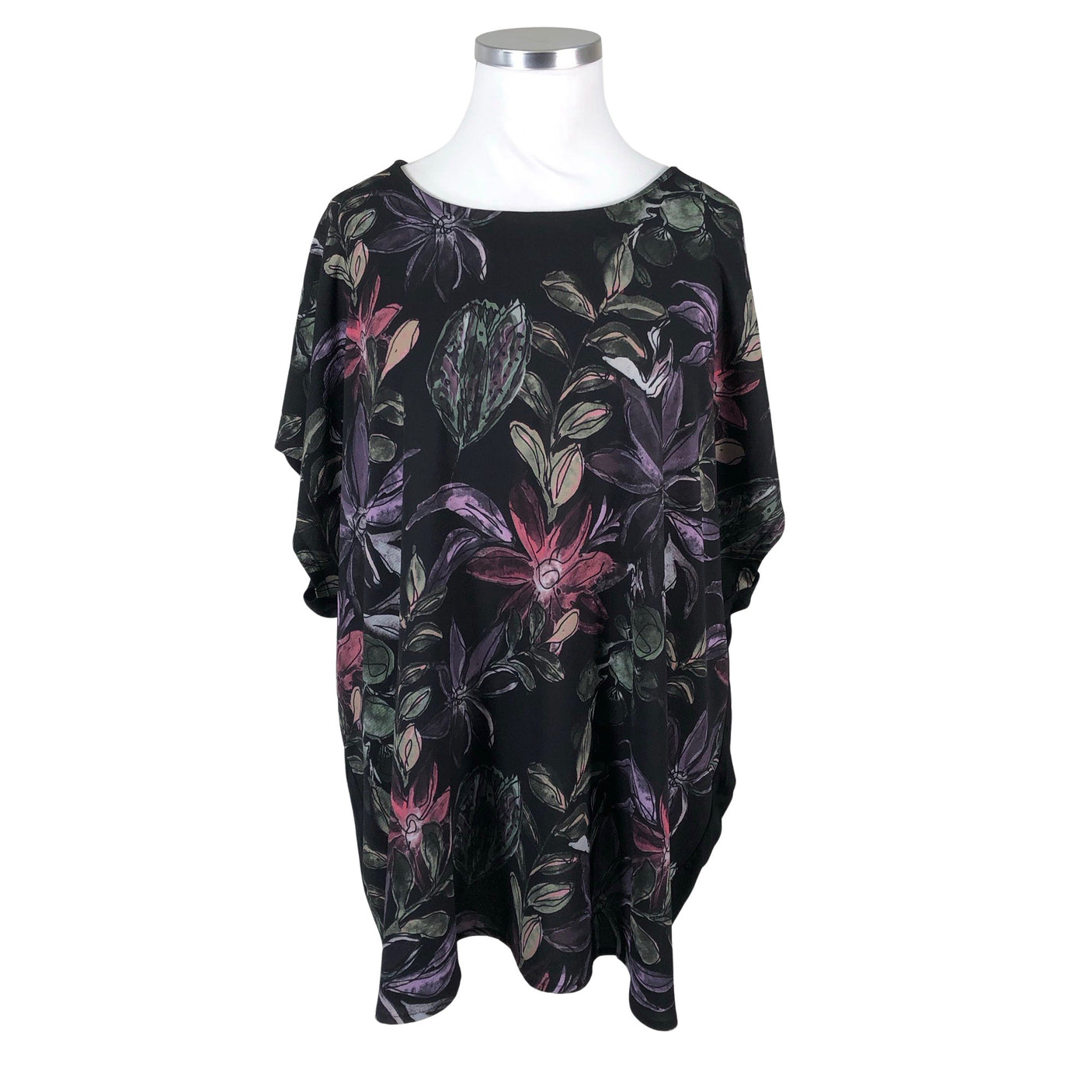 Unisex Ulla Popken - Schiffon tunic, size 54 - Black (1)
