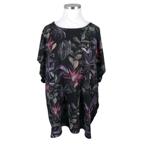 Unisex Ulla Popken - Schiffon tunic, size 54 - Black (1)