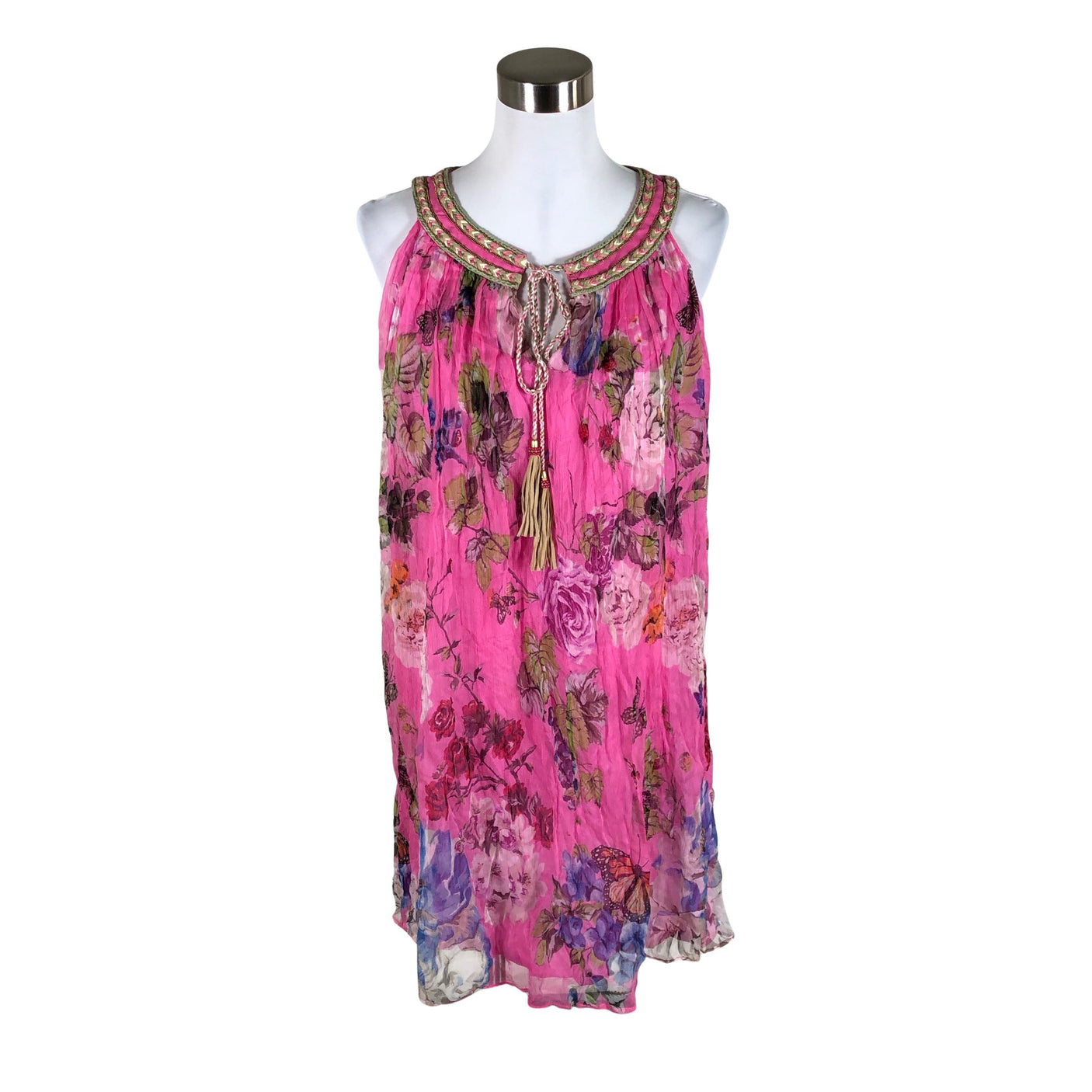 Unisex Derhy - Schiffon dress, size 38 - Pink (1)