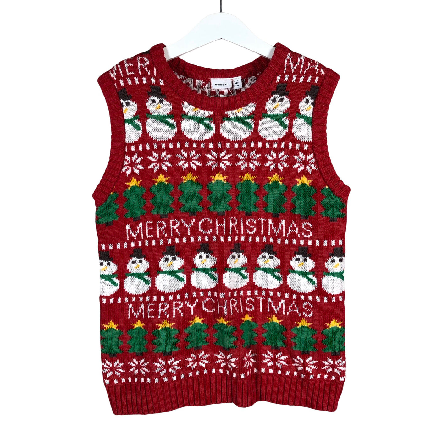 Unisex Name It - Knit vest, size 122 - 128 - Red (1)