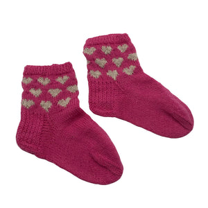 Unisex Handmade - Wool socks, size 39 - Pink (1)