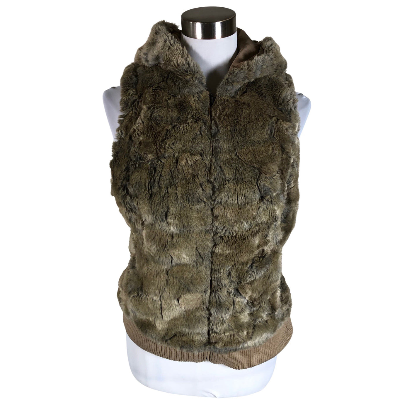 Unisex Esprit - Faux fur vest, size 38 - Brown (1)