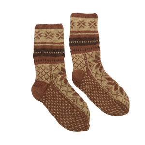 Unisex Handmade - Wool socks, size 39 - Brown (1)