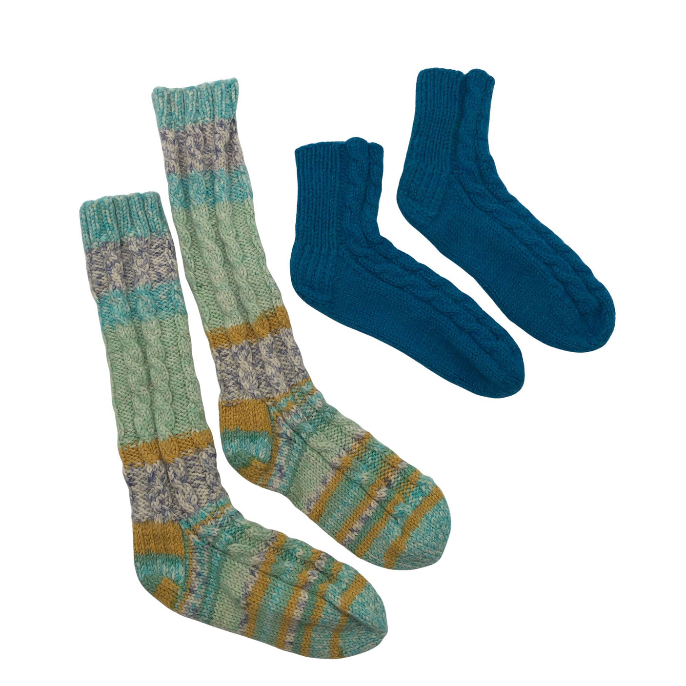 Unisex Handmade - Wool socks, size 35 - Turquoise (1)