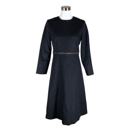 cos blue wool dress GATHERED WOOL-BLEND MIDI DRESS - BLUE