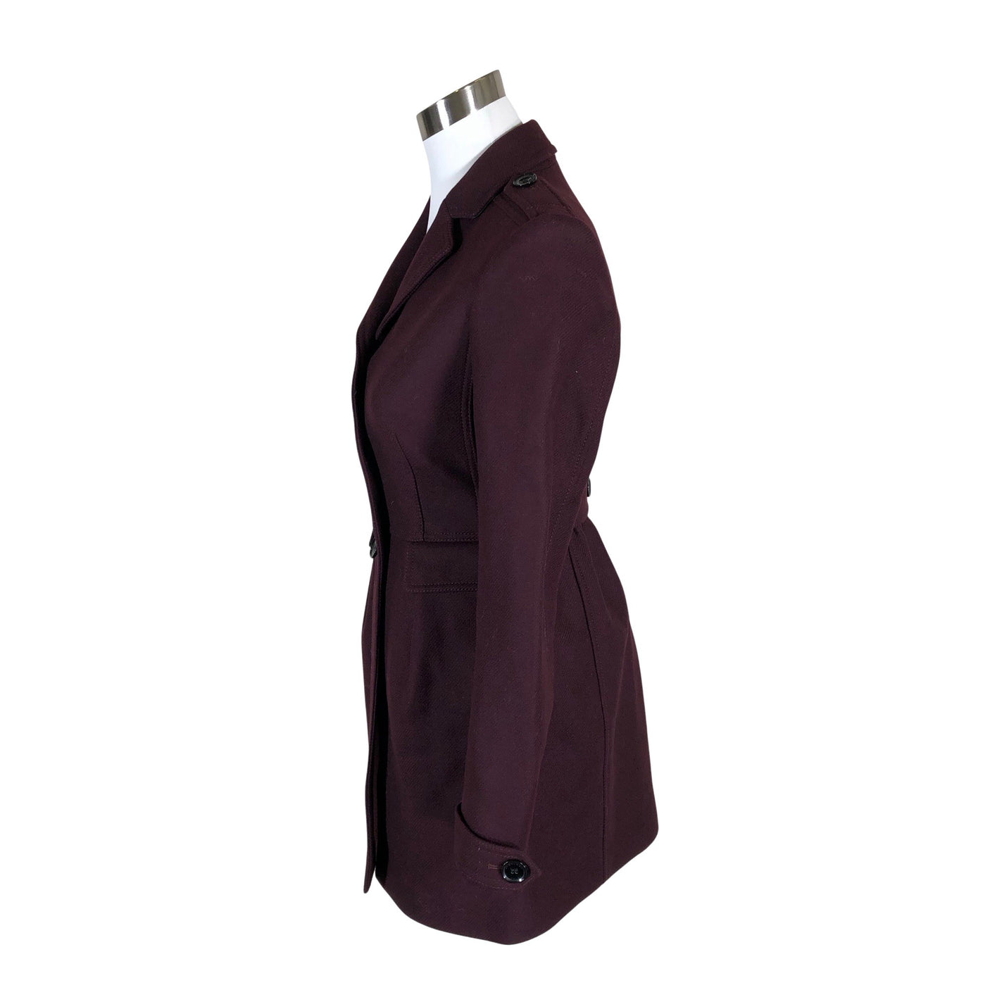 Unisex Burberry Brit - Wool coat, size 34 - Wine red (3)