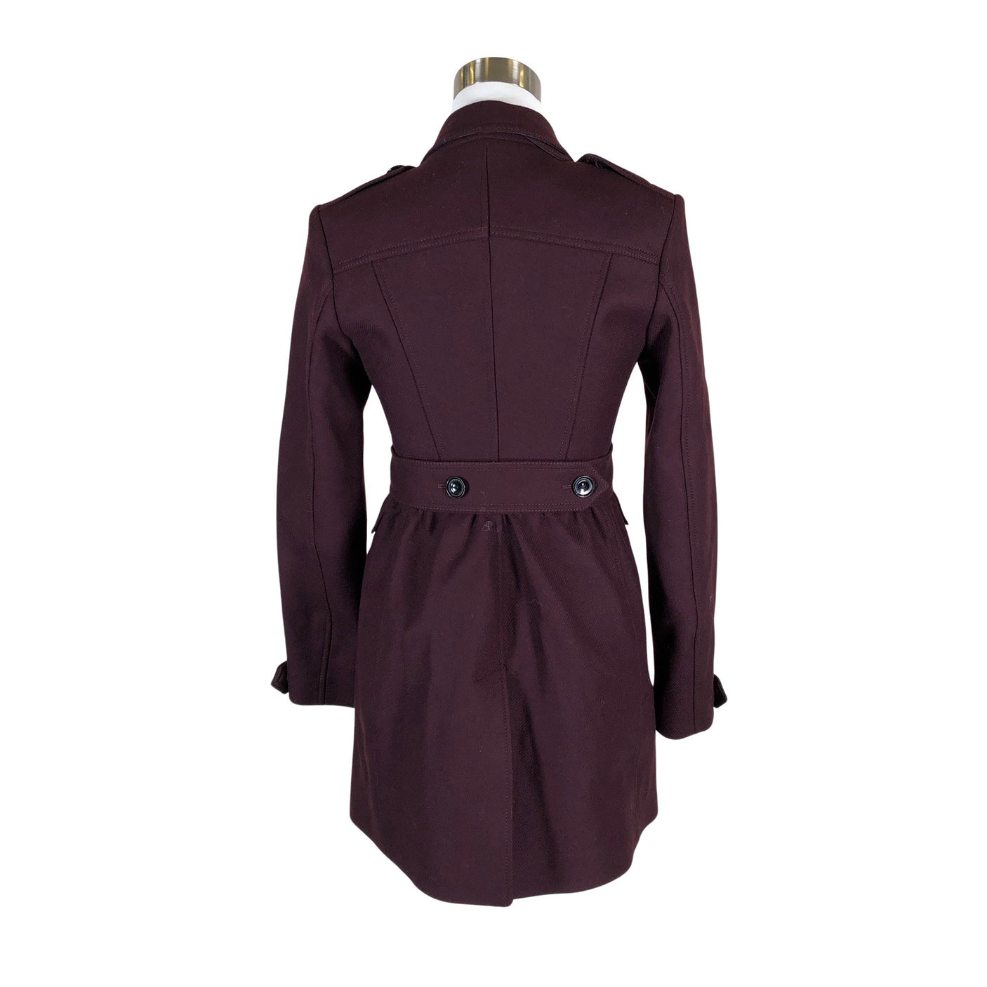 Unisex Burberry Brit - Wool coat, size 34 - Wine red (2)