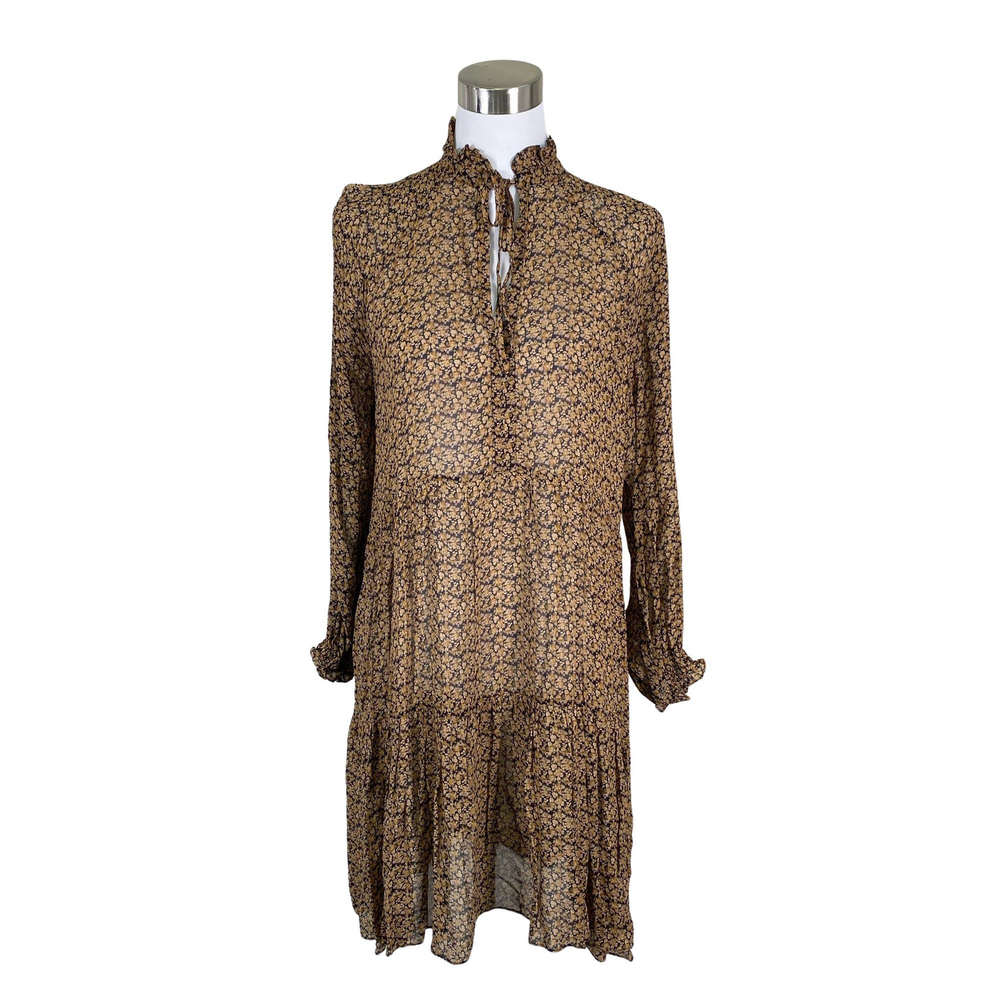 Unisex Second Female - Schiffon dress, size 36 - Brown (1)