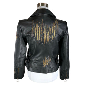 Unisex Cream - Leather jacket, size 38 - Black (2)