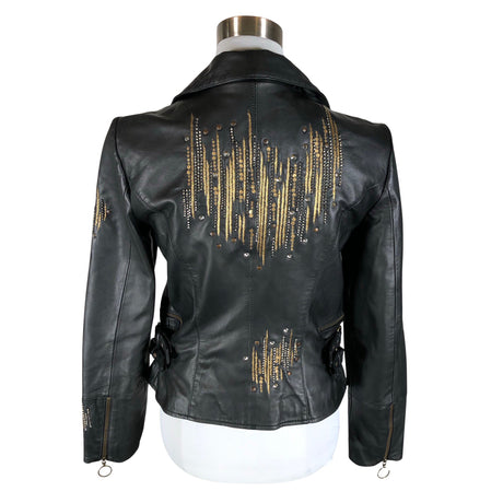 Unisex Cream - Leather jacket, size 38 - Black (2)