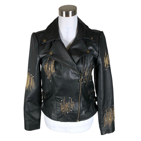 Unisex Cream - Leather jacket, size 38 - Black ()