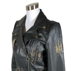 Unisex Cream - Leather jacket, size 38 - Black (3)