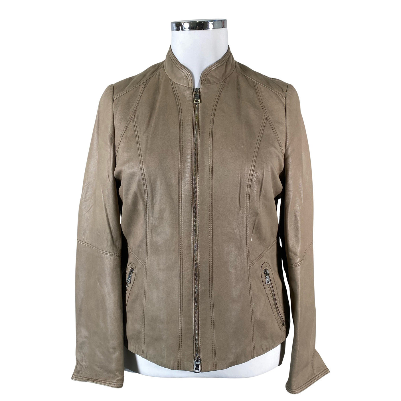 Unisex Gerry Weber - Leather jacket, size 42 - Beige (1)