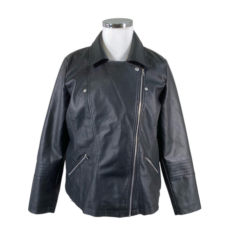 Unisex Zizzi - Leather jacket, size 48 - Black ()