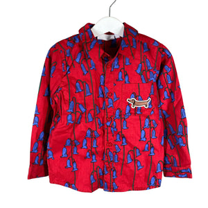 Unisex Mini Rodini - Collared shirt, size 104 - 110 - Red (1)