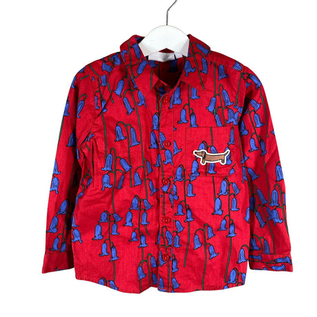 Unisex Mini Rodini - Collared shirt, size 104 - 110 - Red ()