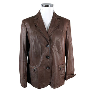 Unisex Gerry Weber - Leather jacket, size 46 - Brown (1)