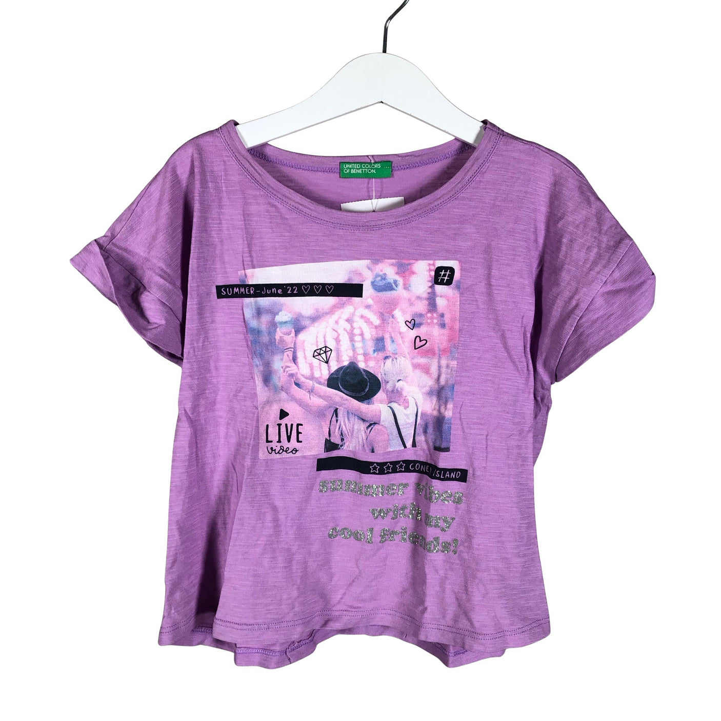 Unisex Benetton - T-shirt, size 128 - 134 - Violet (1)