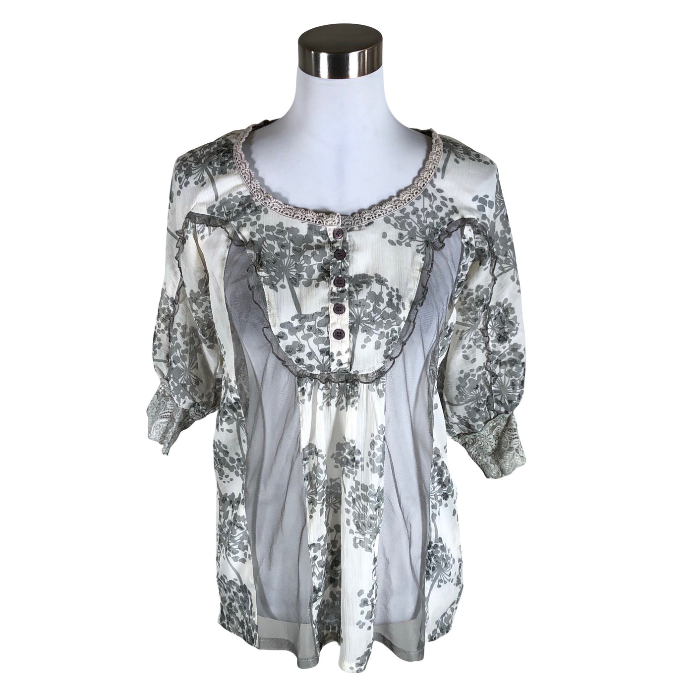Unisex Cream - Short-sleeved blouse, size 34 - Gray (1)