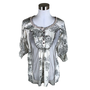 Unisex Cream - Short-sleeved blouse, size 34 - Gray (1)