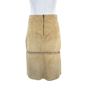Unisex Saint Tropez - Leather skirt, size 38 - Beige (2)