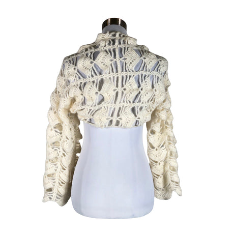 Unisex Handmade - Knit bolero jacket, size 36 - Natural white (2)