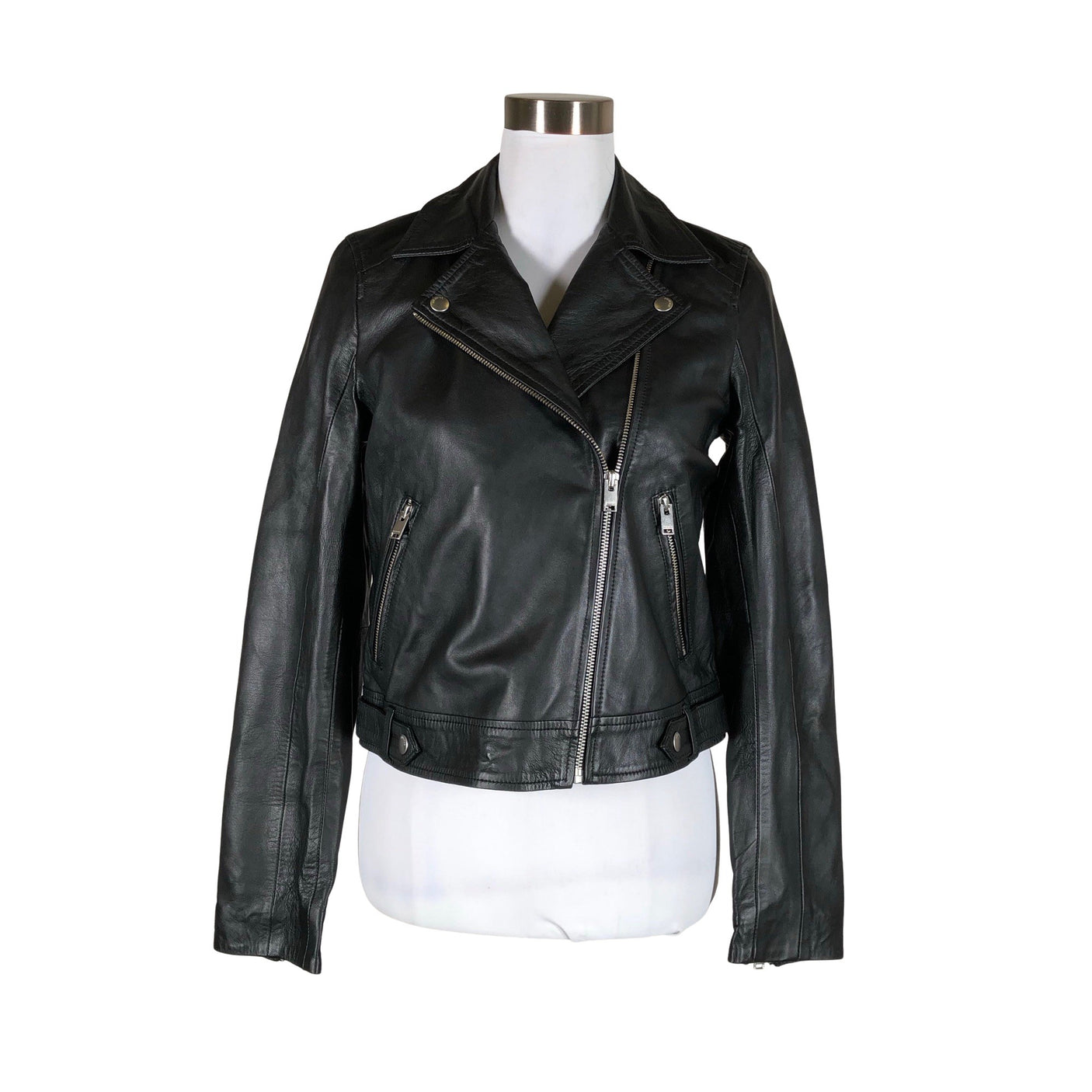 Unisex Selected - Leather jacket, size 36 - Black (1)