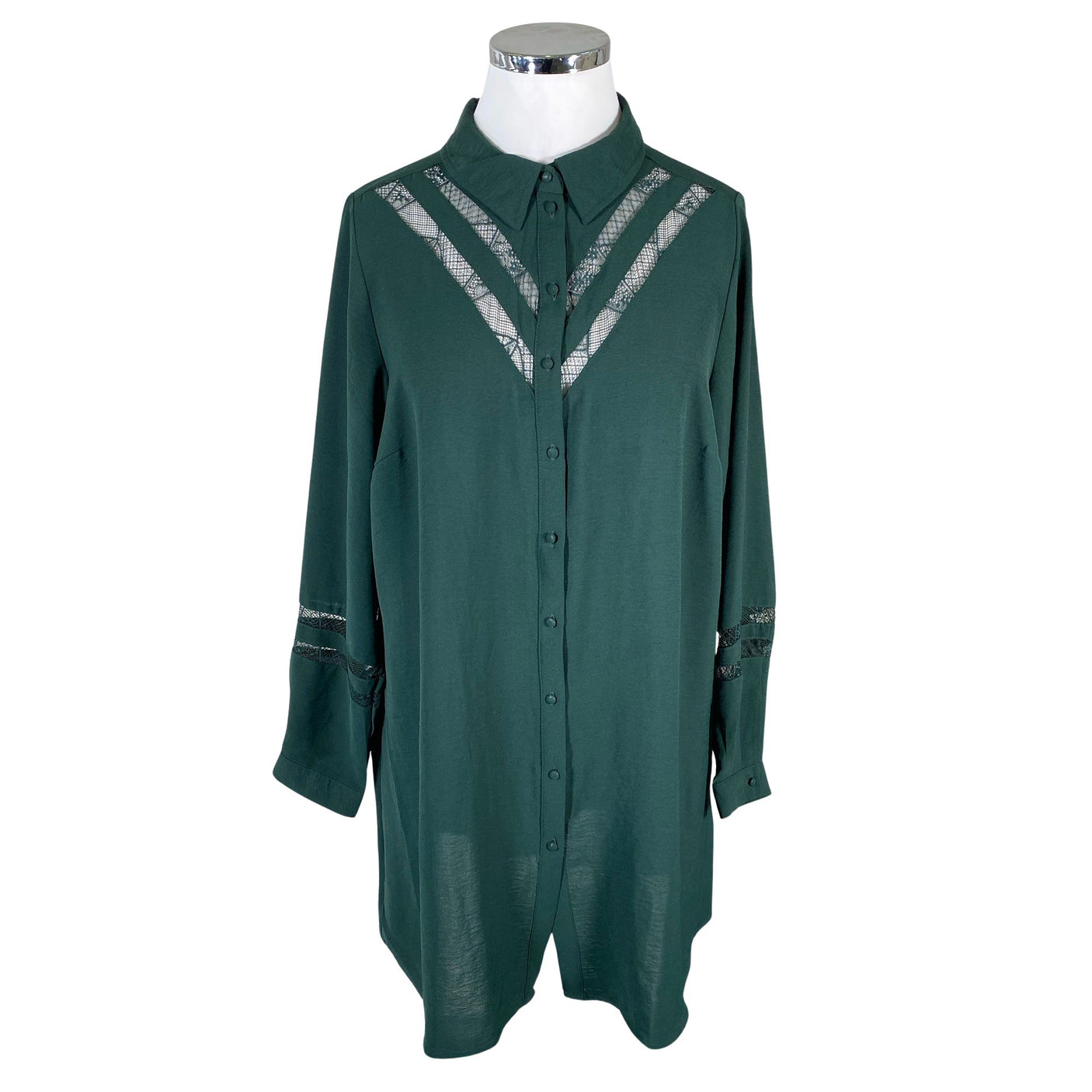 Unisex Zizzi - Schiffon dress, size 46 - Green (1)
