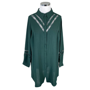 Unisex Zizzi - Schiffon dress, size 46 - Green (1)