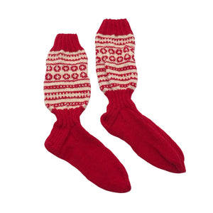 Unisex Handmade - Wool socks, size 39 - Red (1)