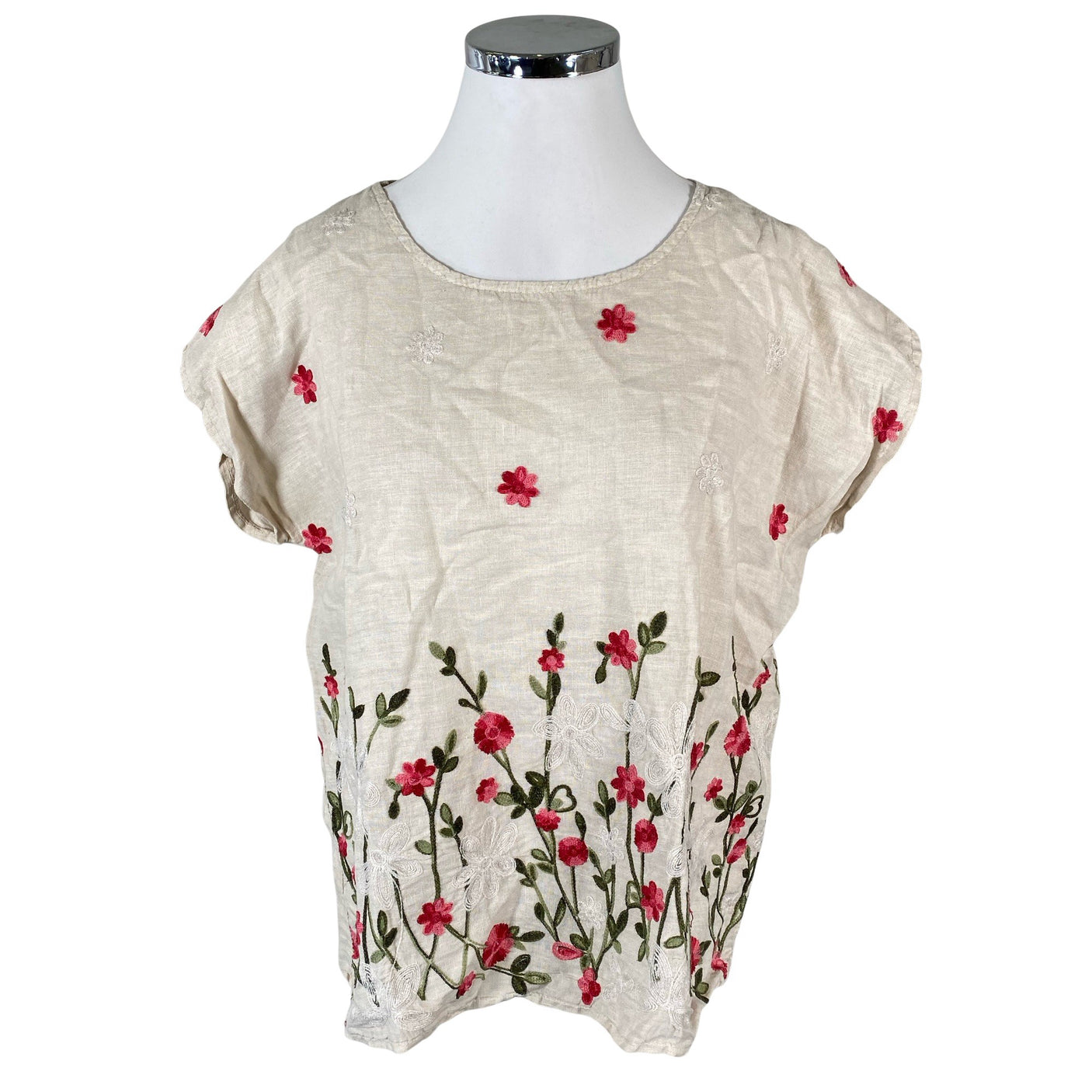 Unisex Kotirouva - Short-sleeved blouse, size 44 - Beige (1)