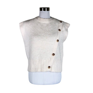 Unisex Yaya - Knit vest, size 38 - Natural white (1)