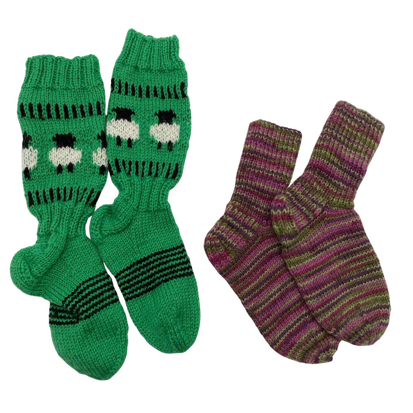 Unisex Handmade - Wool socks, size 28 - Green (1)