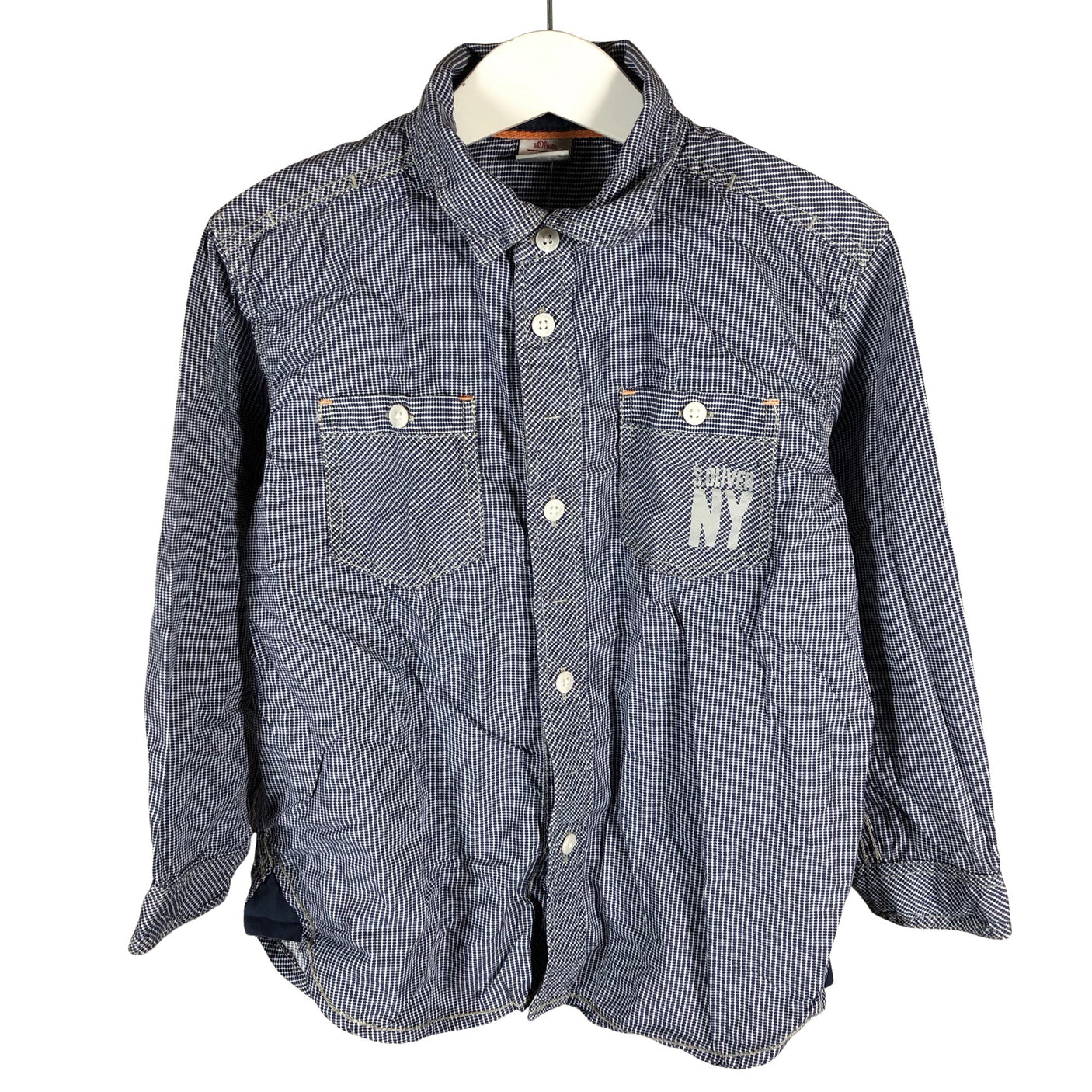 Unisex s.Oliver - Collared shirt, size 104 - 110 - Blue (1)
