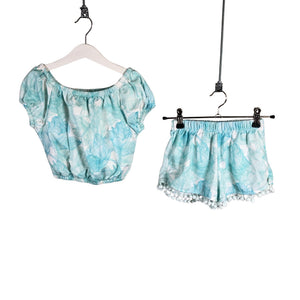 Unisex Marie Raxevsky - Shorts and top set, size 122 - 128 - Turquoise (1)