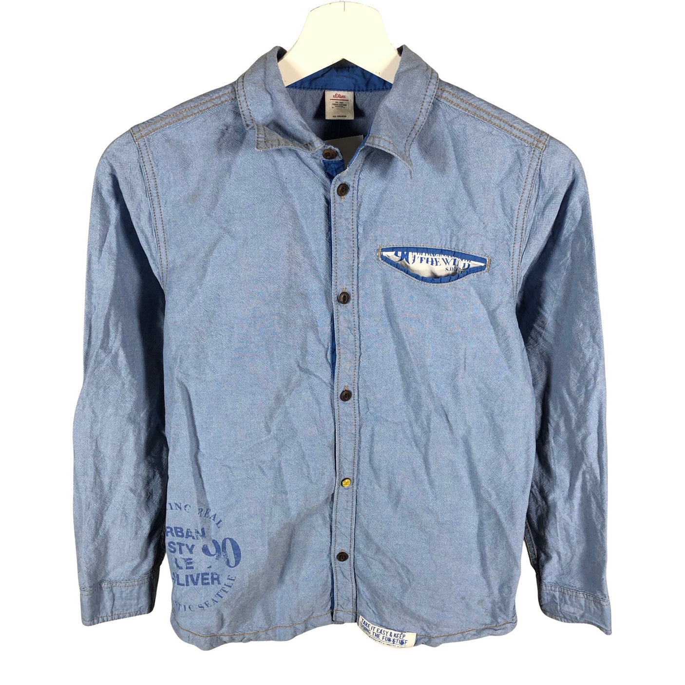 Unisex s.Oliver - Collared shirt, size 146 - 152 - Light blue (1)