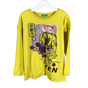 Unisex Benetton - Tricot shirt, size 128 - 134 - Yellow (1)