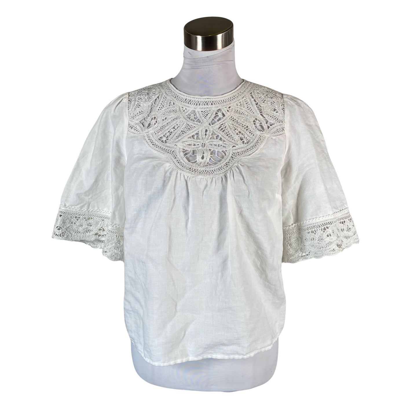 Unisex Sézane - Short-sleeved blouse, size 38 - White (1)