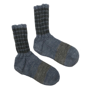 Unisex Handmade - Wool socks, size 31 - Gray (1)