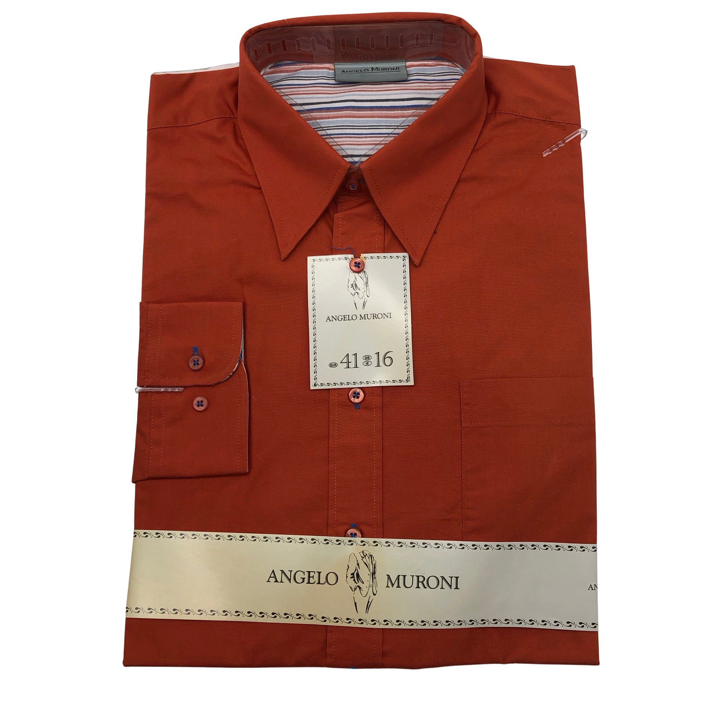Unisex Angelo Muroni - Collared shirt, size M - Orange (1)