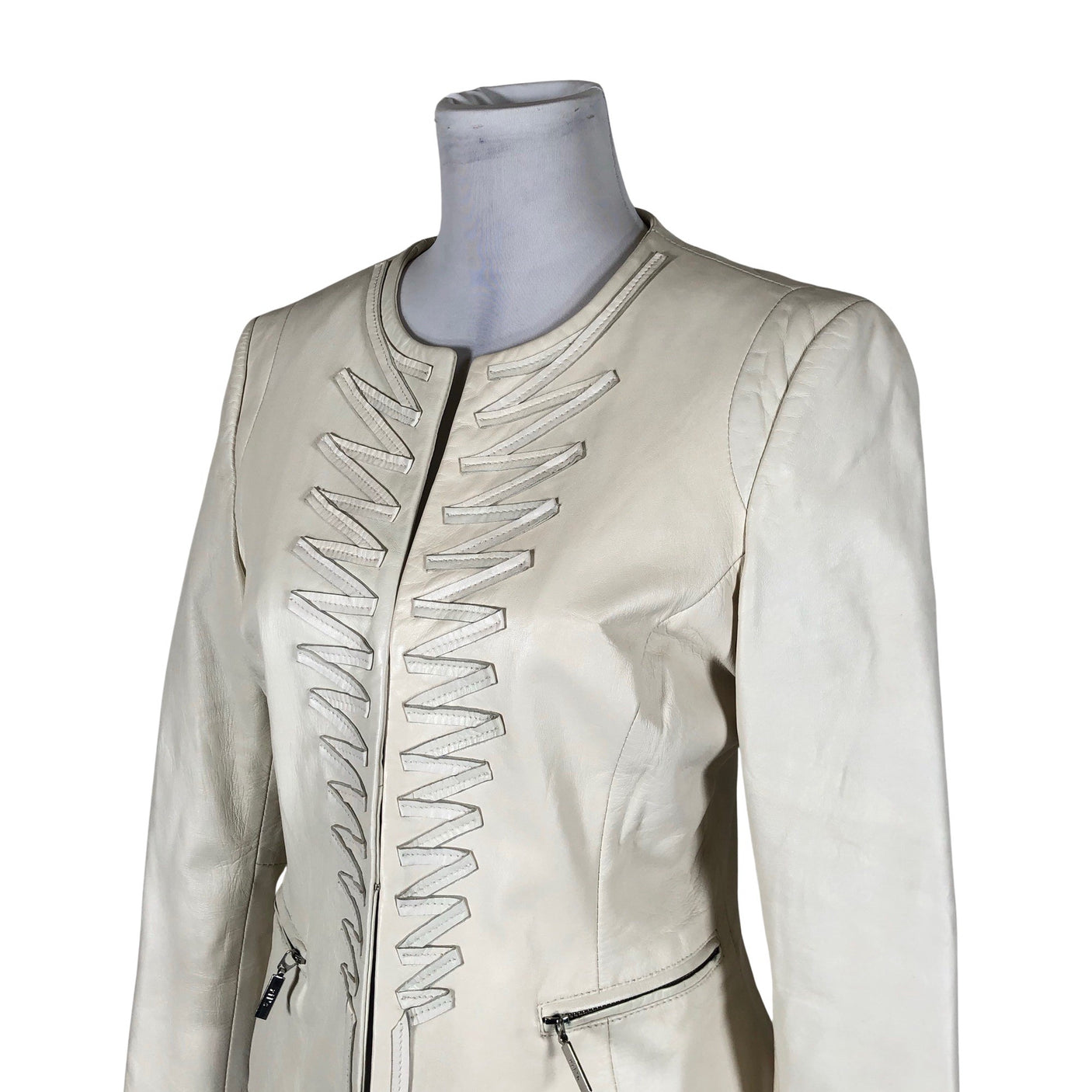 Unisex Ril's - Leather jacket, size 38 - Natural white (3)