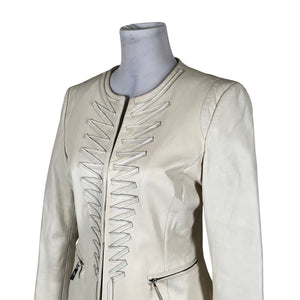 Unisex Ril's - Leather jacket, size 38 - Natural white (3)